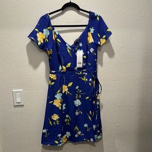 Blue Flutter Sleeve Wrap Sundress